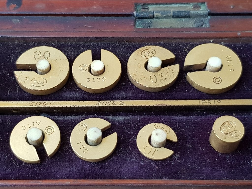 Mooie antieke Sikes London hydrometer uit Engeland in kistje, Ophalen of Verzenden