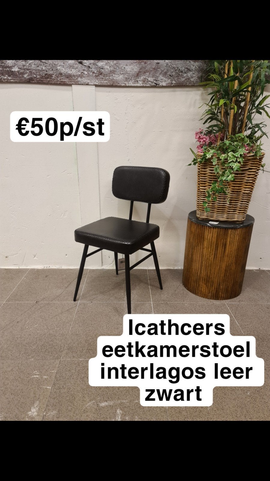 nieuwe icatchers eetkamerstoel interlagos leer zwart €50p/st, Ophalen, ., Zwart, Nieuw