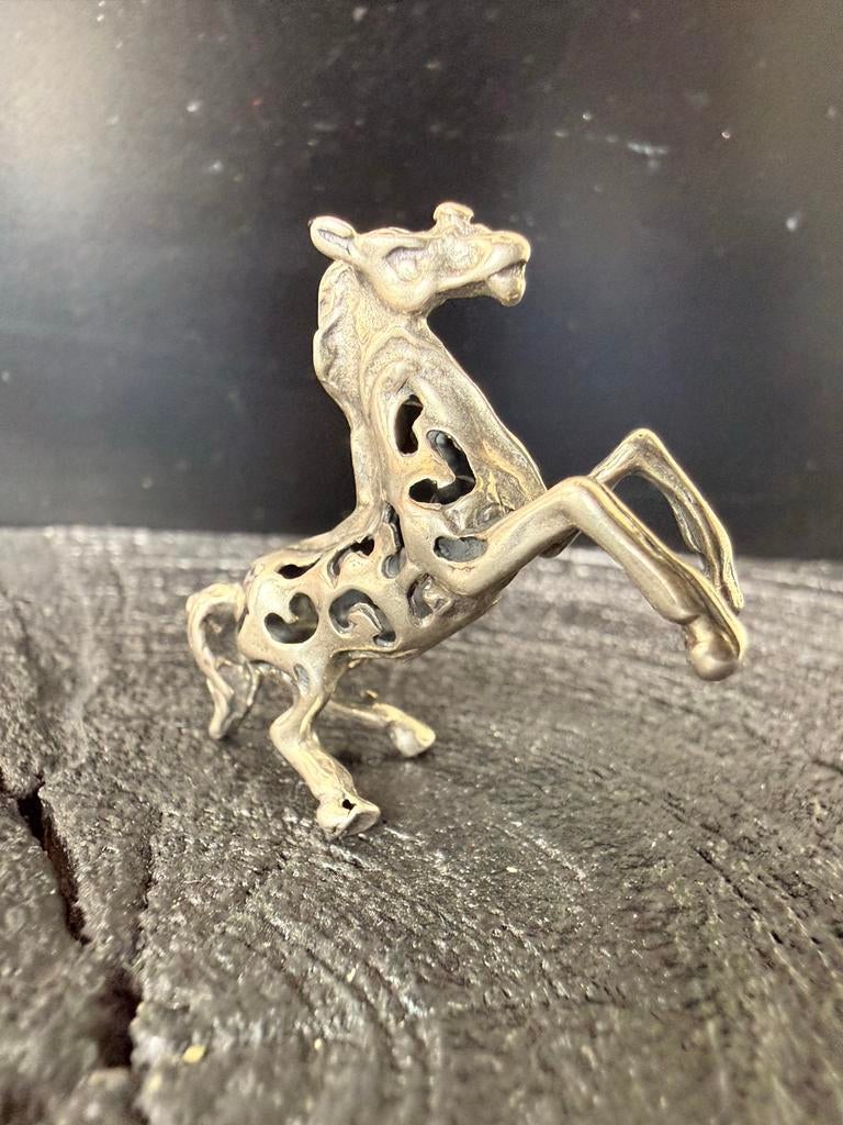 Zilveren miniatuur ajour gegoten paardje, Verzenden, Zilver