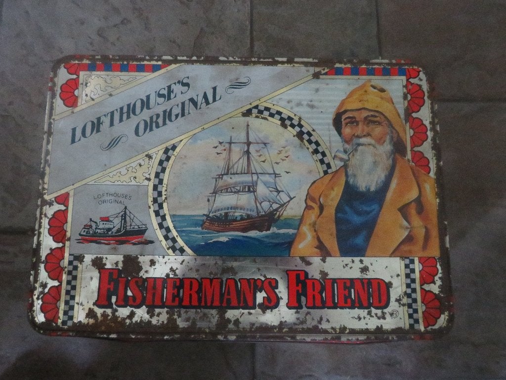 groot fishermand"'s friends blik, Verzamelen, Blikken, Ophalen of Verzenden, Gebruikt, Overige