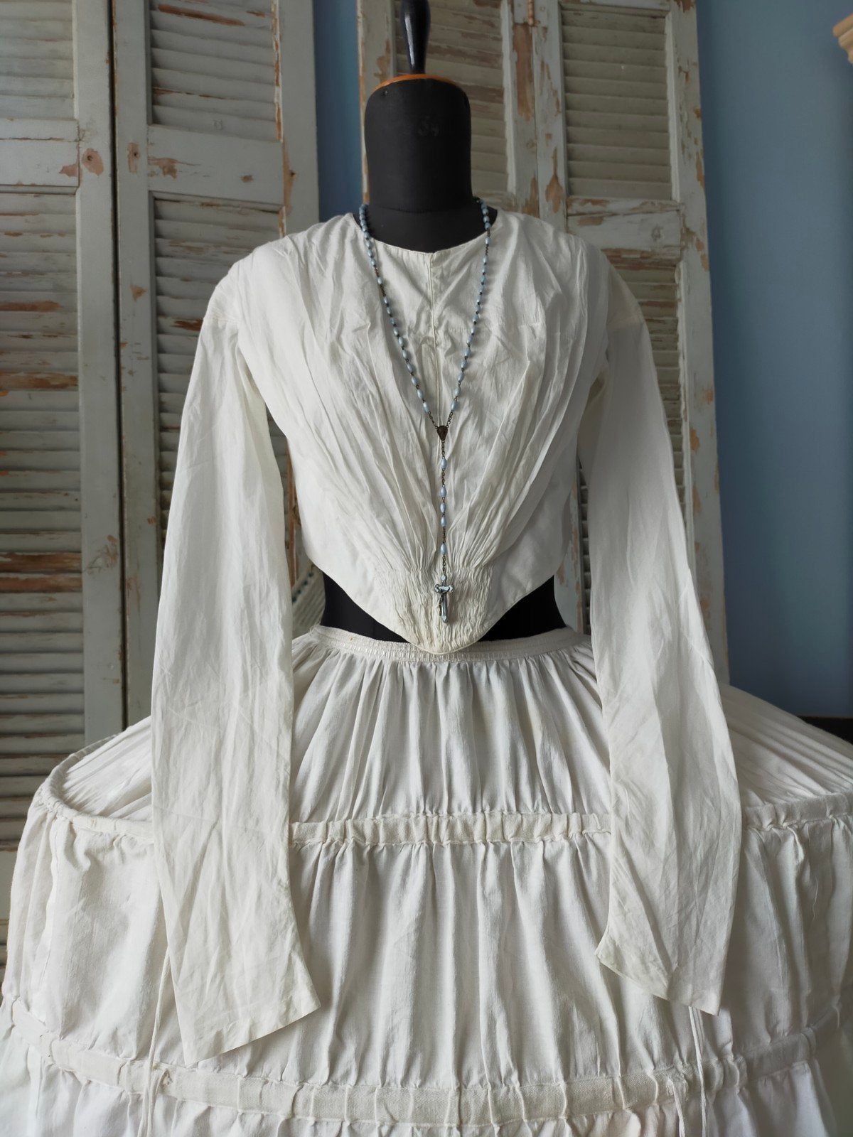 antiek wit katoenen bodice vroeg 19 e eeuw 1830/1840, Antiek en Kunst, Ophalen of Verzenden