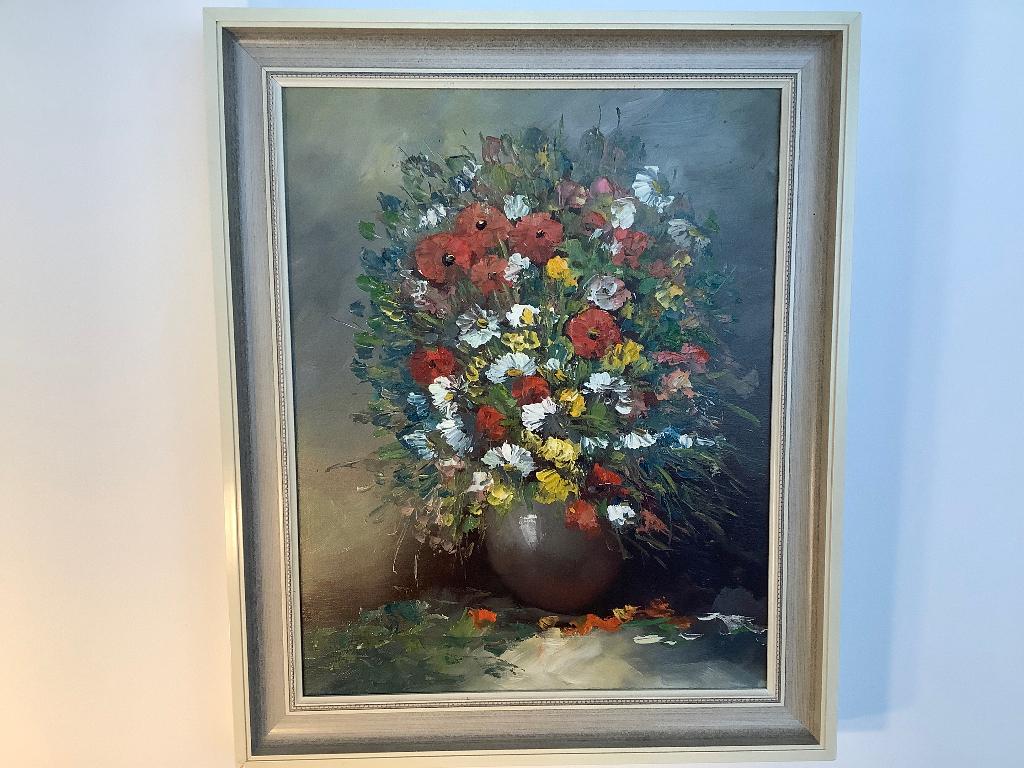Handgeschilderd vintage bloemstilleven, Antiek en Kunst, Kunst | Schilderijen | Klassiek, Ophalen
