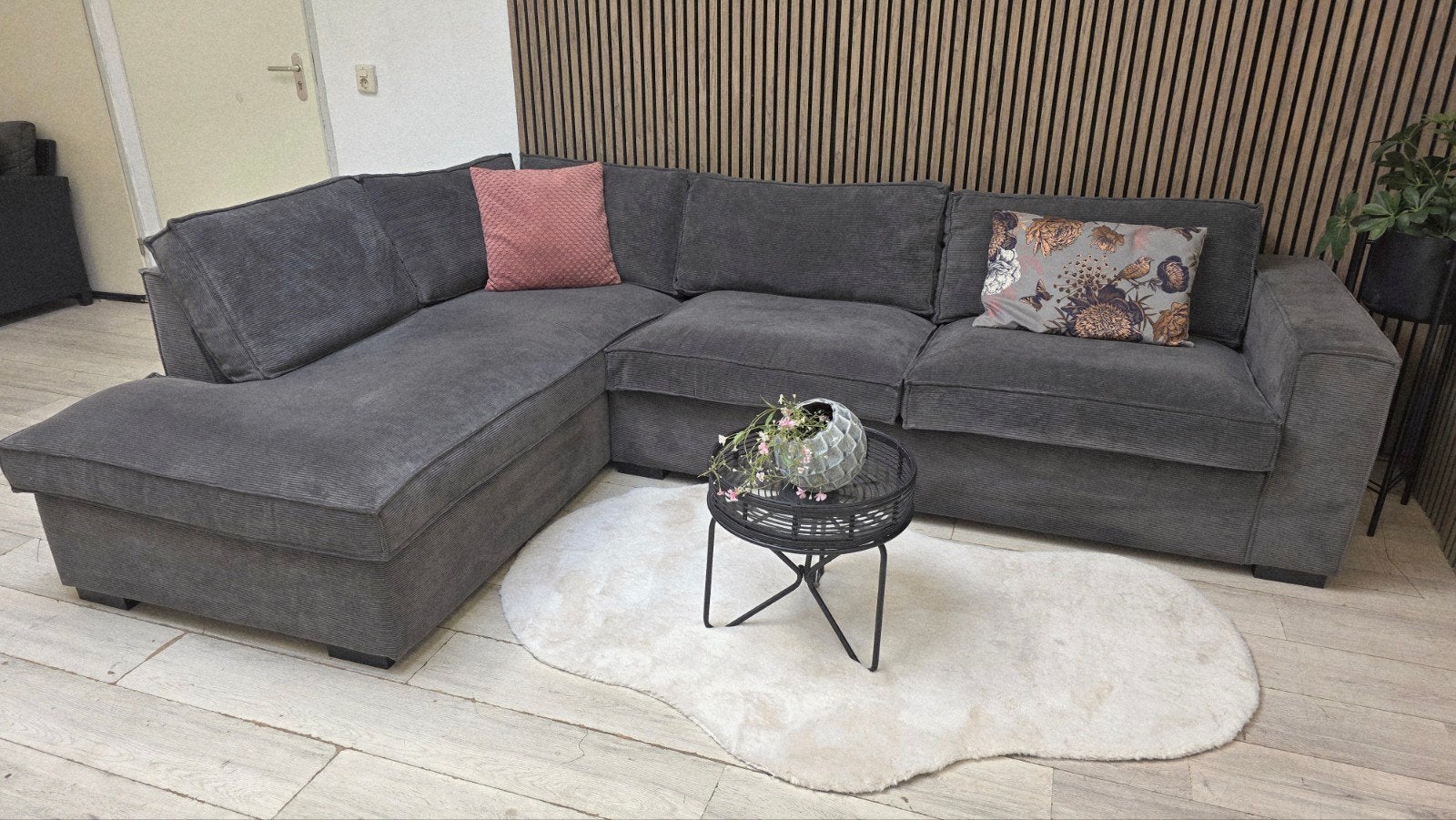 ‼️nette gereinigde WOOOD rib hoekbank‼️, Huis en Inrichting, Banken | Bankstellen, Ophalen, 150 cm of meer, Vierpersoons of meer