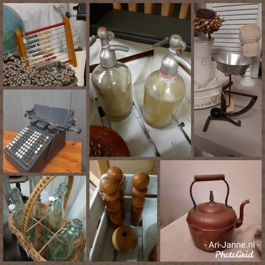 Brocante decoratie, serviesgoed, textiel, emaille, Ophalen of Verzenden