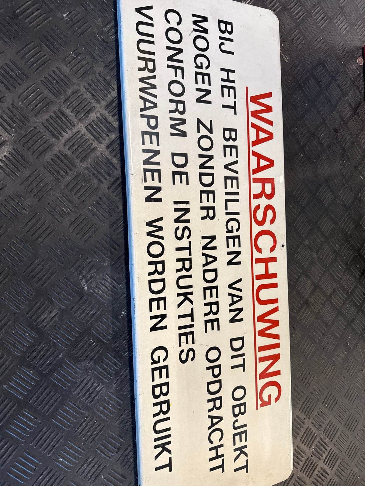 Waarschuwingsbord Beveiliging Object Vuurwapens, Ophalen, Reclamebord