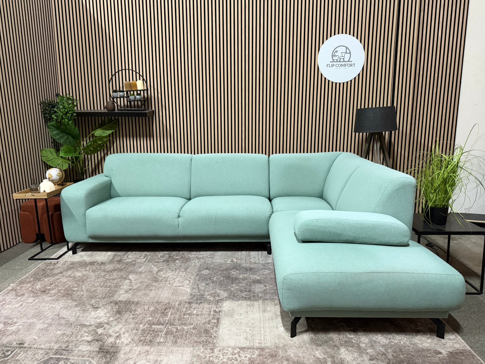 “GRATIS LEVERING” Turquoise hoekbank! 272x205, 250 tot 300 cm, Blauw, groen, turqoise, Hoekbank, Ophalen of Verzenden
