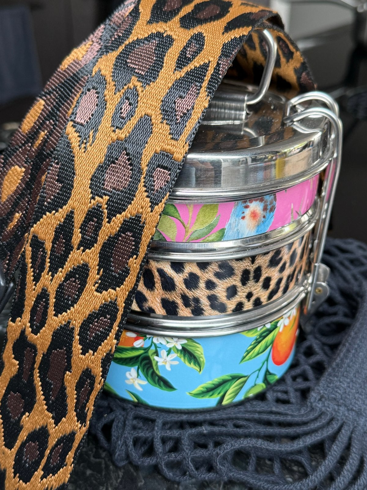 Botifini RVS Lunchbox met 3 lagen en draagband, Nieuw, Ophalen of Verzenden, Metaal, Overige merken