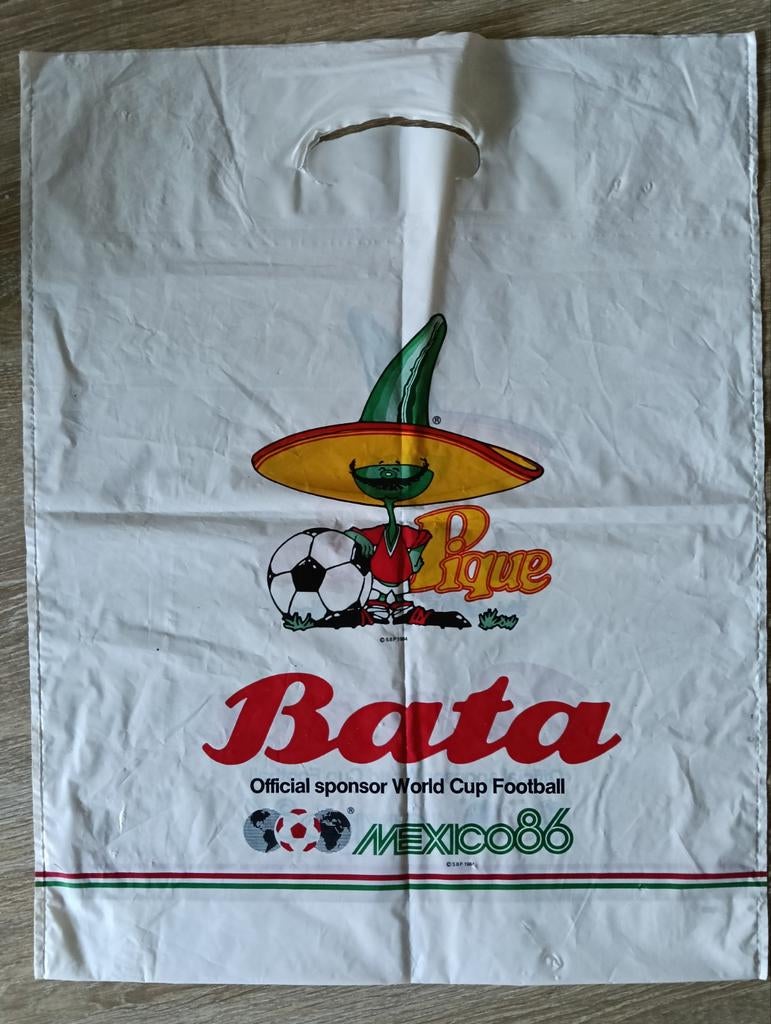 Vintage Plastic Tas WK Voetbal Mexico 1986 Bata Pique, Ophalen of Verzenden, Gebruikt