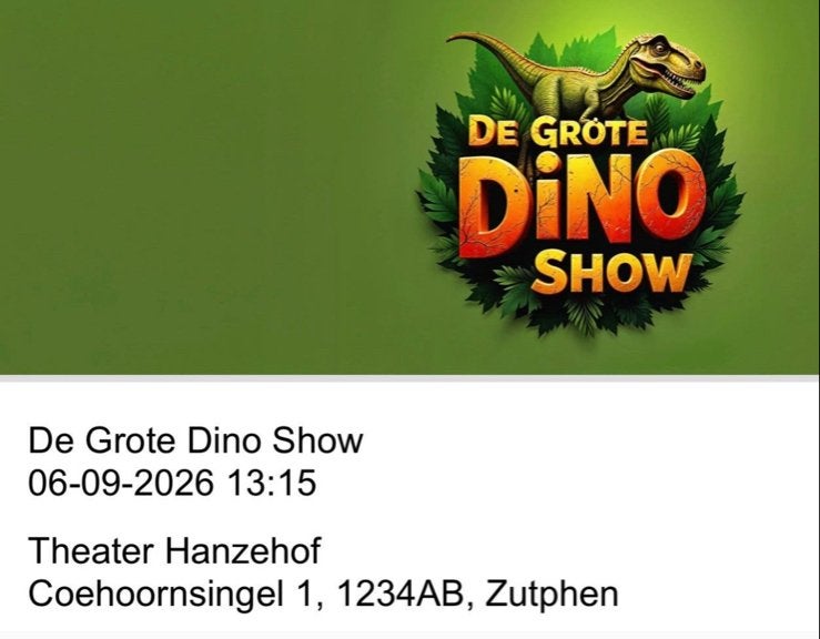 Tickets De Grote Dino Show, Drie personen of meer, September