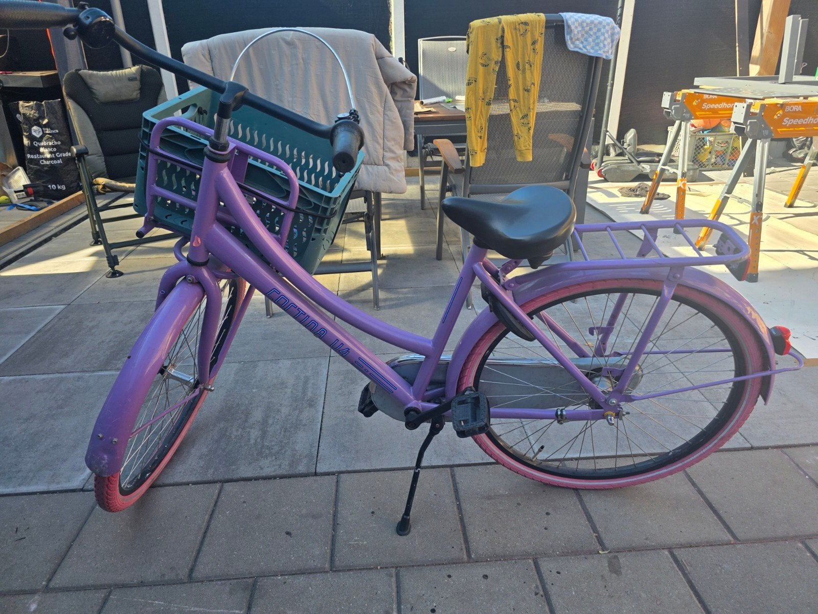 Cortina U4 Transportfiets 26 inch - Paars, Terugtraprem, Gebruikt, Cortina U4 transportfiets, Versnellingen