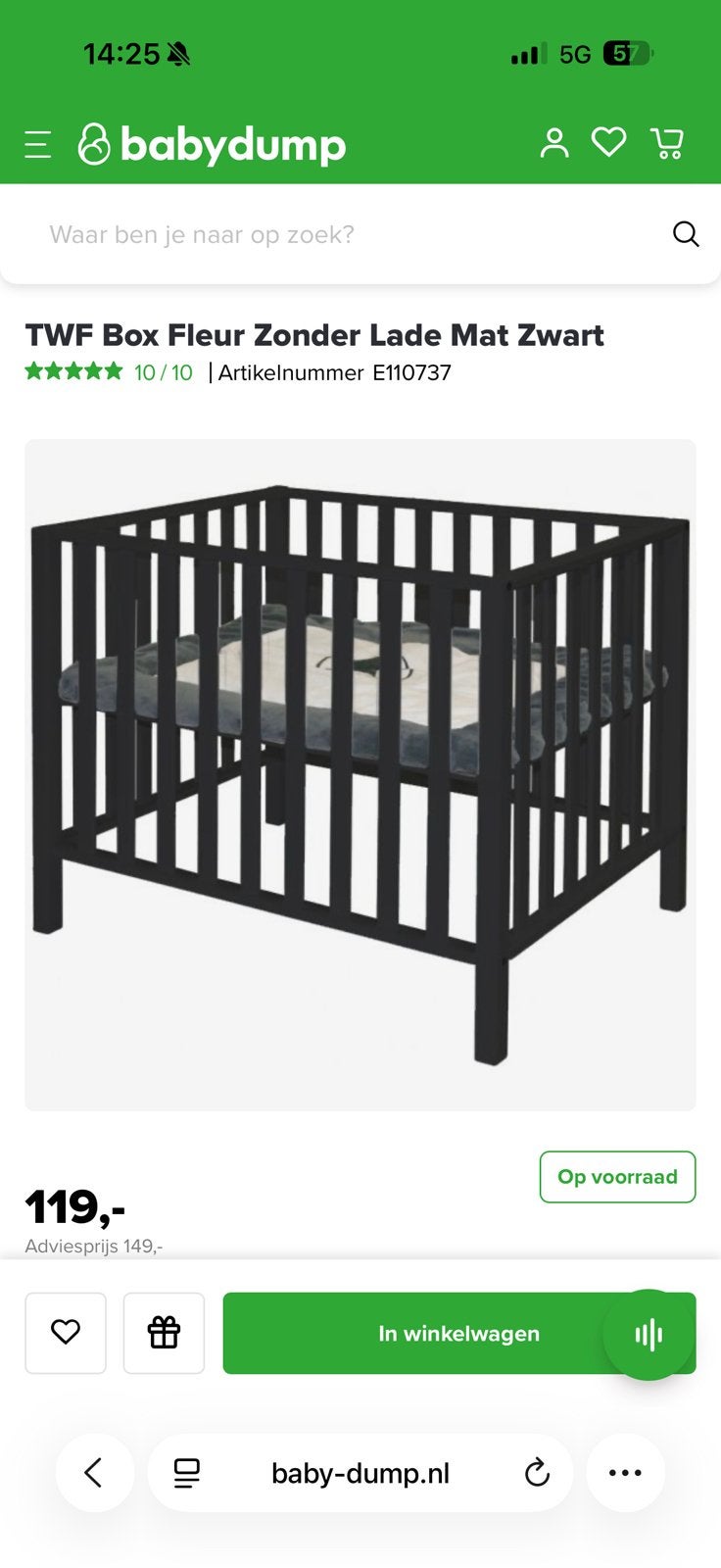 Zwarte TWF babybox, Kinderen en Baby's, Boxen, Ophalen, Gebruikt