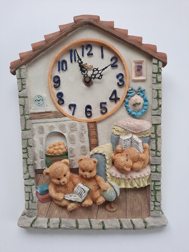 Kinder klok met beren van steen, Antiek en Kunst, Ophalen of Verzenden