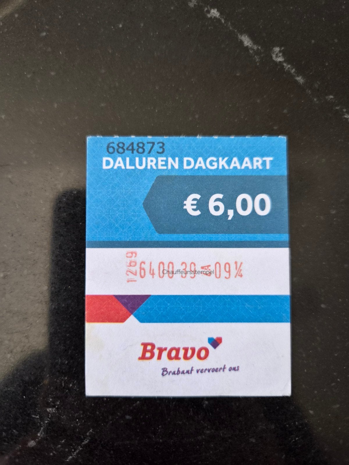 dalurendagkaartje gebruikt BRAVO BUS, Ophalen of Verzenden, Gebruikt, Bus of Metro, Kaart of Prent