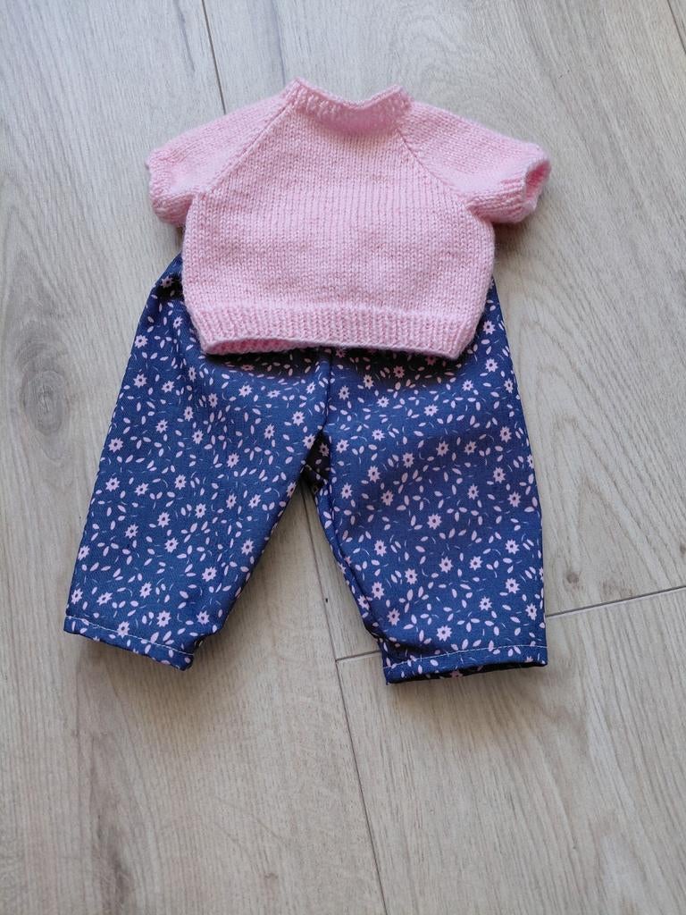 Blauw broekje met bloemetje en roze trui voor baby born pop, Ophalen of Verzenden, Nieuw, Babypop