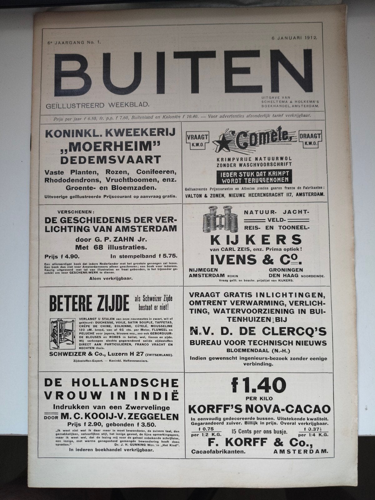 Buiten Geïllustreerd Weekblad - 6 Januari 1912, Ophalen of Verzenden, Gelezen, Sport en Vrije tijd