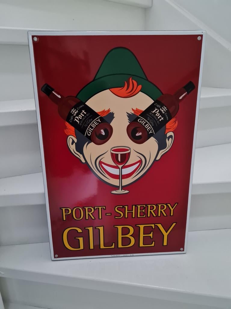 Gilbey emaille bord, Verzamelen, Ophalen of Verzenden, Reclamebord