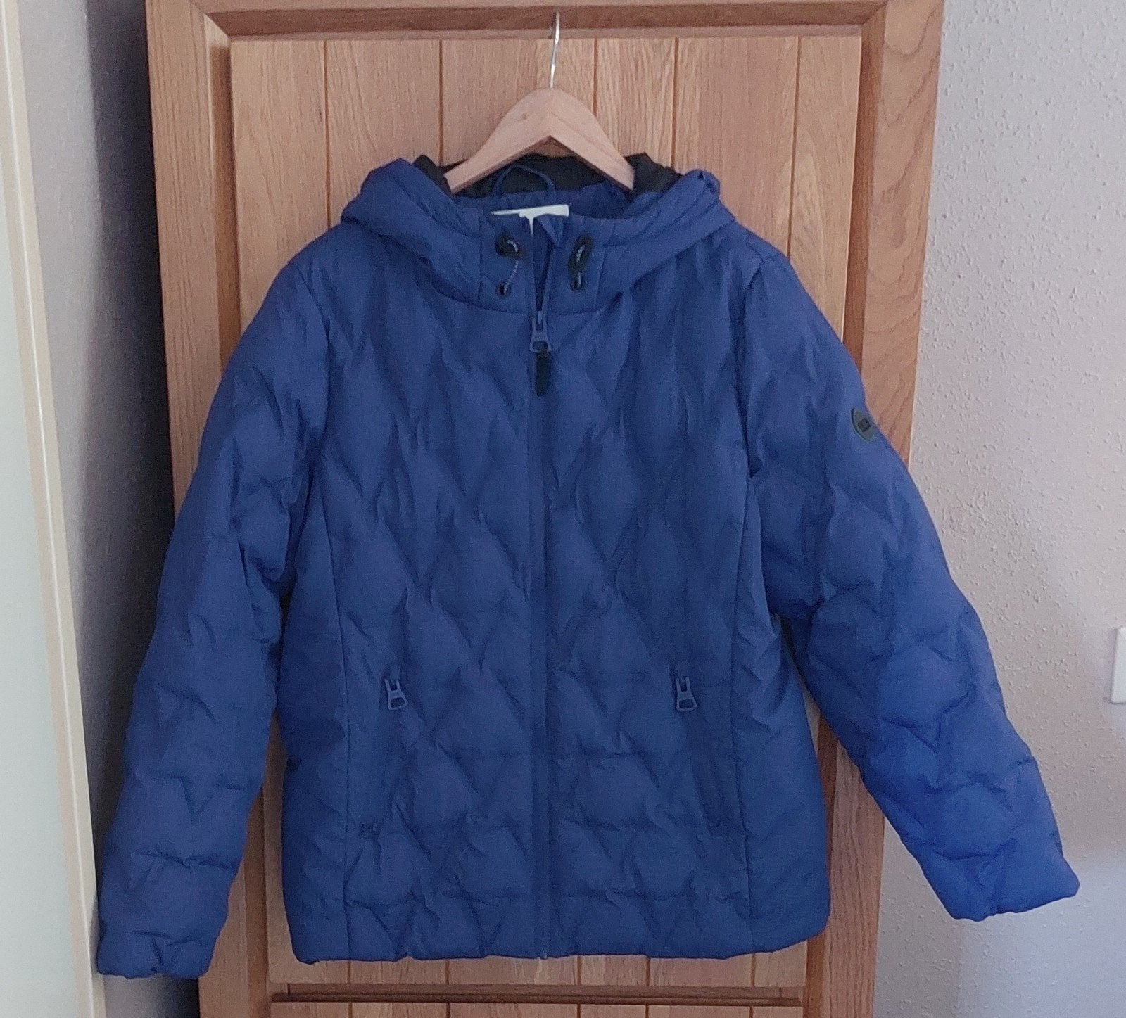 Cecil blauwe gewatteerde jas met capuchon, Ophalen, Blauw, Maat 42/44 (L), Zo goed als nieuw