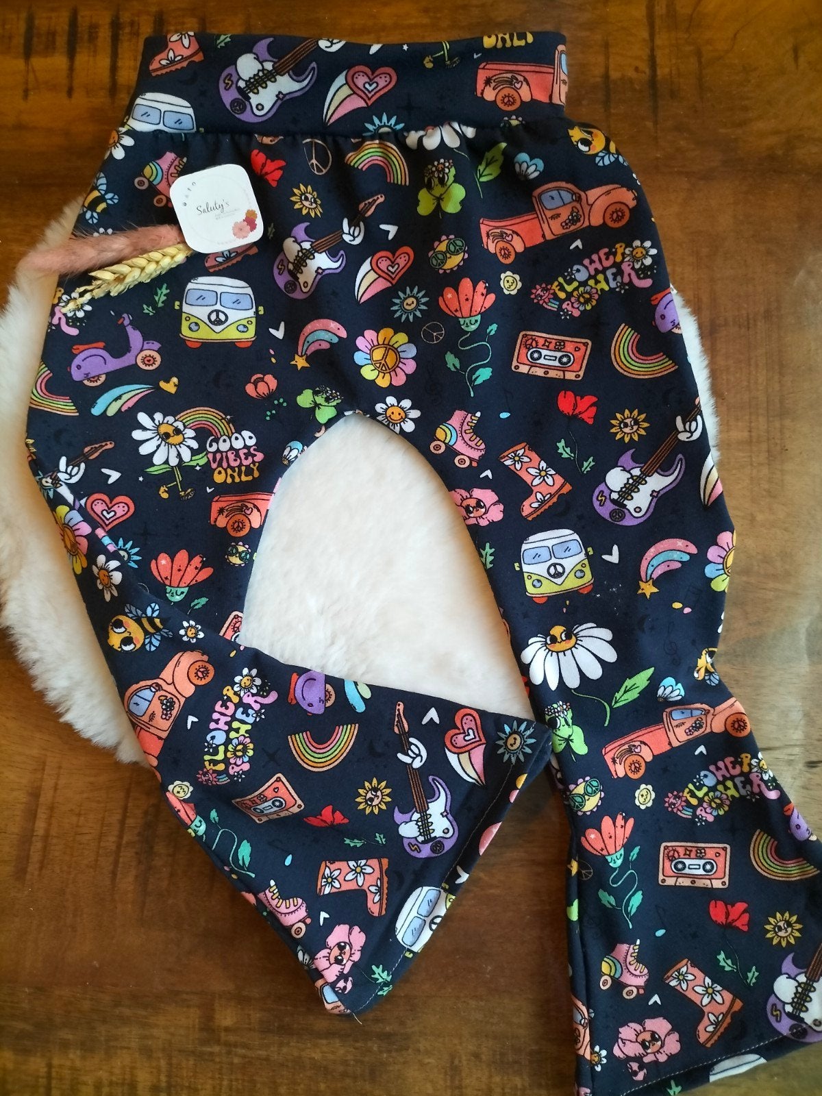 Nieuw handgemaakt • flared retro 92/98, Broek, Nieuw, Ophalen of Verzenden, Info@salutys.nl