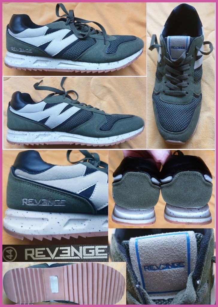 REVENGE groen-beige leren sneakers maat 44 zgan, Kleding | Heren, Schoenen, Overige kleuren, REVENGE, Ophalen of Verzenden, Sneakers of Gympen