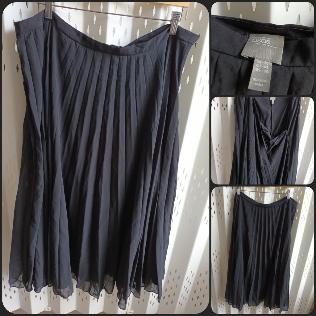 Zwarte geplooide rok met onderrok rits van ASOS 48, Kleding | Dames, Rokken, Zo goed als nieuw, Maat 46/48 (XL) of groter, Zwart