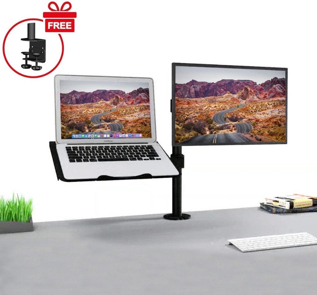 Säkert dubbele monitorarm, scherm tot 32 inch plus laptop, Computers en Software, Ophalen, IPS, Kantelbaar, 60 Hz of minder