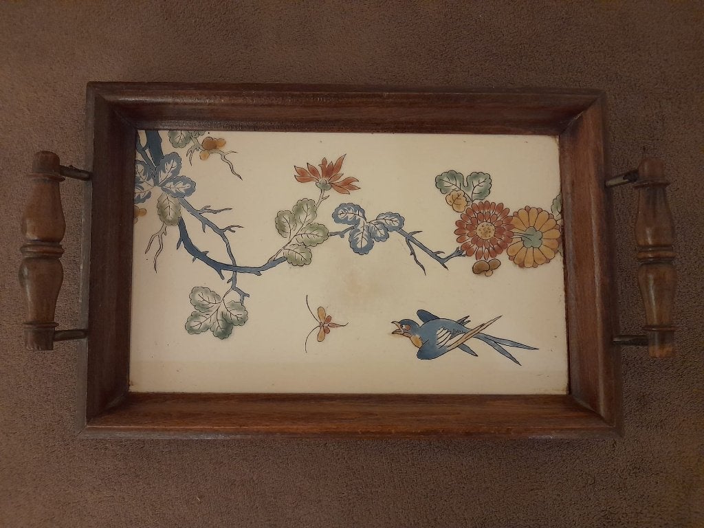Antiek dienblad met keramische tegel, Antiek en Kunst, Ophalen