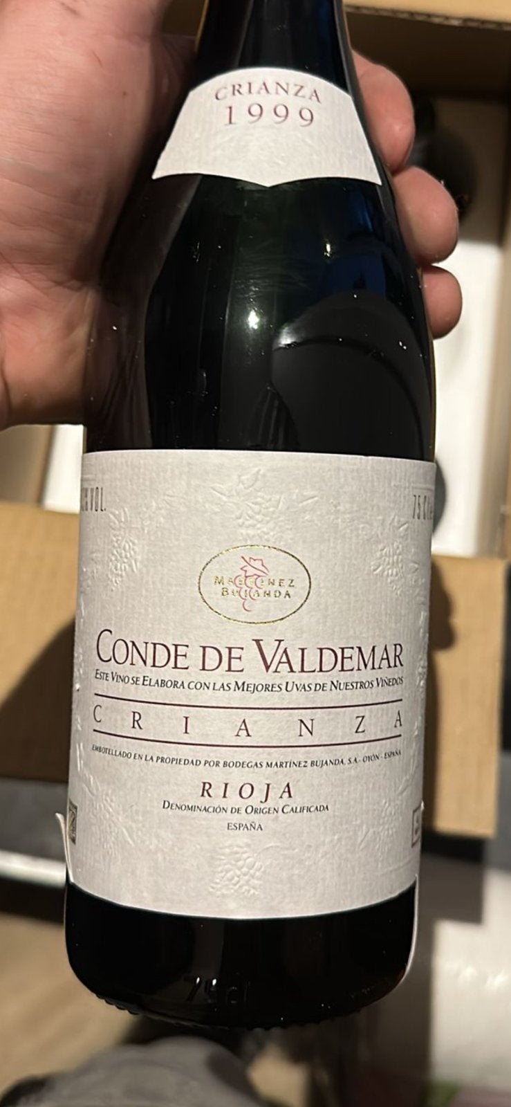 Conde de Valdemar Crianza Rioja 1999 - Nieuwstaat, Verzamelen, Wijnen, Ophalen of Verzenden, Nieuw, Spanje, Rode wijn