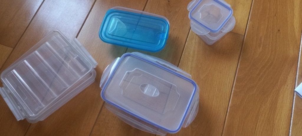 4 vershoudbakjes - zgan, Blauw, Overige typen, Ophalen of Verzenden, Zo goed als nieuw