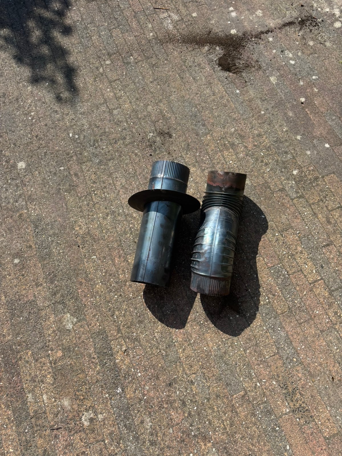 Schoorsteen buis plus min 50 cm en bochten 2x 45 graden., Ophalen of Verzenden, Zo goed als nieuw