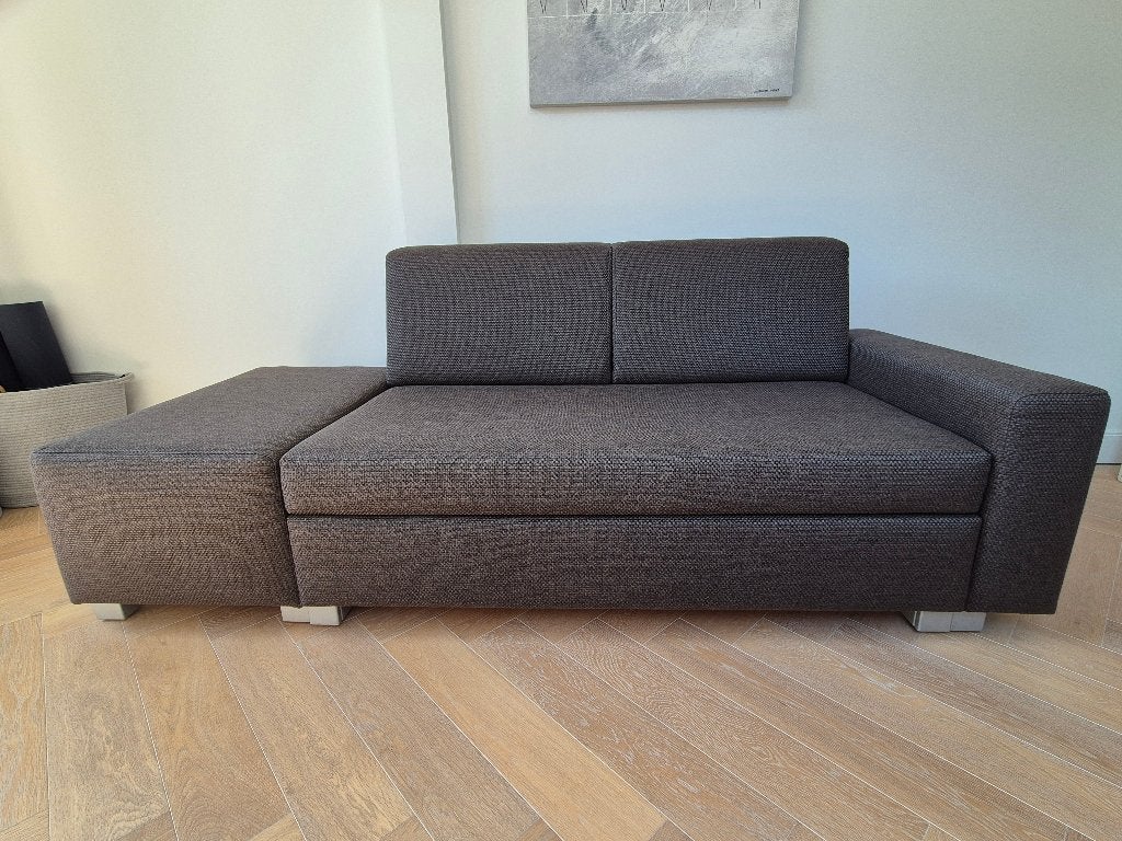 Slaapbank met poef/Sofa Bed with Pouf – Franz Fertig, Ophalen, Bruin, Tweepersoons, Zo goed als nieuw