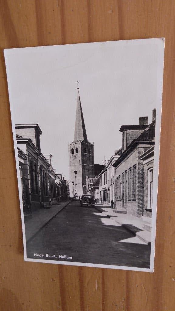 Ansichtkaart, Hoge Buurt Hallum, Ophalen of Verzenden, 1940 tot 1960, Gelopen, Friesland
