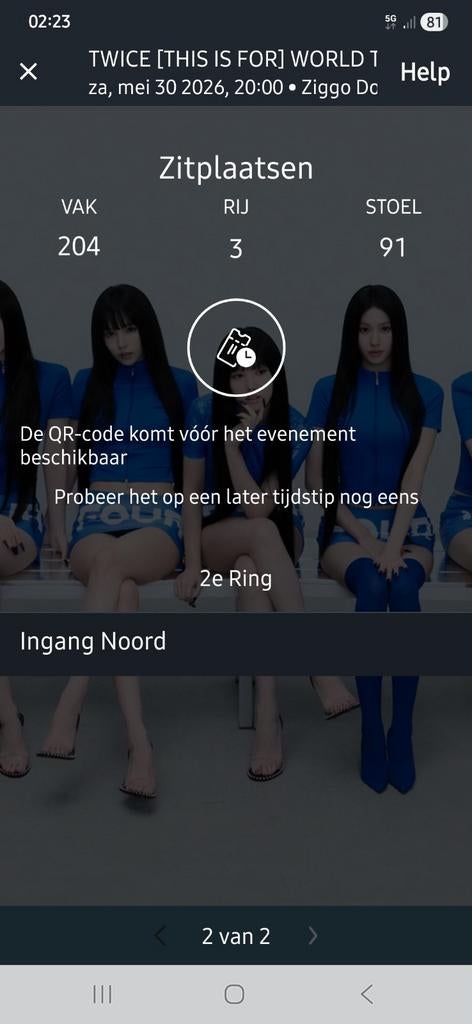 TWICE – Ziggo Dome Amsterdam (30 mei 2026) – 2 tickets

I, Twee personen, Mei