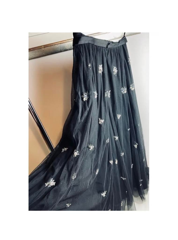 Needle & Thread Black Glitter Maxi Skirt, Kleding | Dames, Ophalen of Verzenden, Zo goed als nieuw, Zwart, Onder de knie