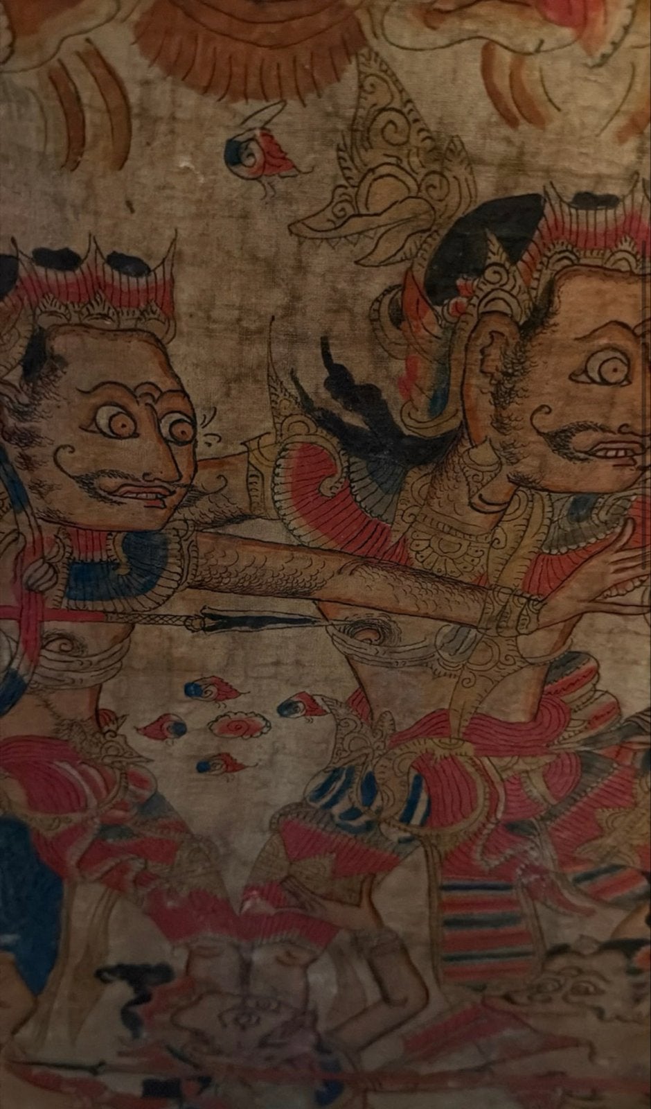 Kamasan Schilderij - Ramayana Epos, Bali (jaren '40-'50), Ophalen of Verzenden, Indonesië, Meerkleurig, Geschilderd