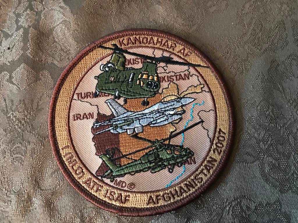 RNLAF F-16 Chinook Apache Patch Kandahar Afghanistan 2007, Ophalen of Verzenden, Nieuw, Patch, Badge of Embleem