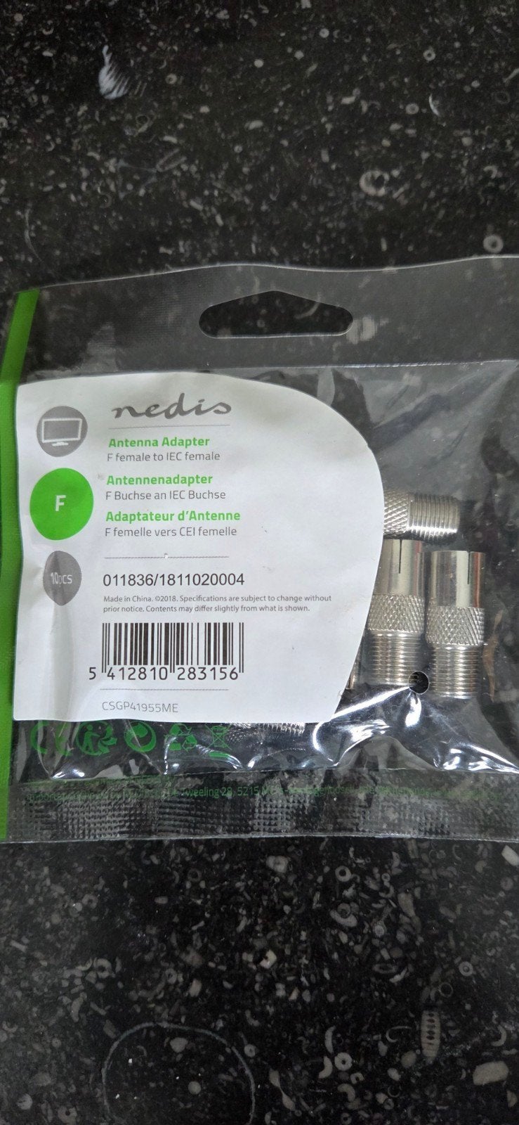 Nedis Antenne Adapter F-vrouw naar IEC-vrouw (10 stuks), Audio, Tv en Foto, Audiokabels en Televisiekabels, Ophalen of Verzenden