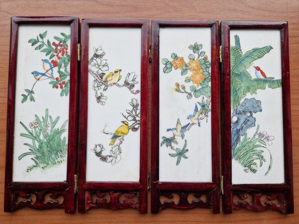 Decoratief Chinees kamerscherm met handgeschilderde panelen, Ophalen of Verzenden