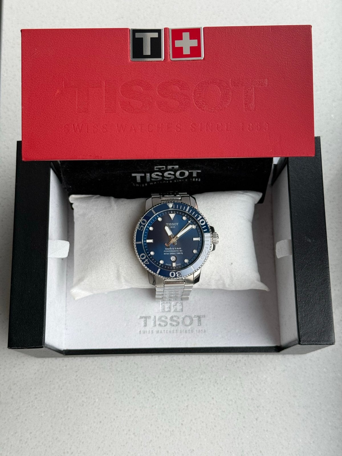 Tissot Seastar 1000 Powermatic 80 43mm, Sieraden, Tassen en Uiterlijk, Horloges | Heren, Gebruikt, Staal, Polshorloge, Ophalen