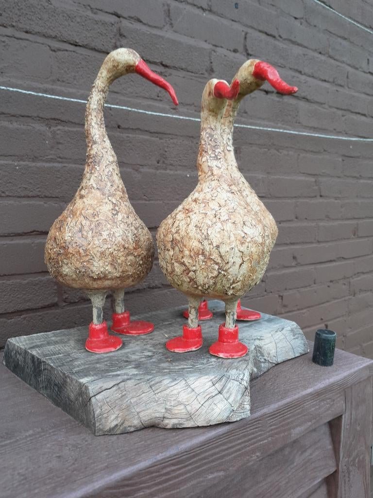 Keramiek ganzen, Antiek en Kunst, Ophalen, Handgemaakt, 20 - 50 cm, Steen of Keramiek
