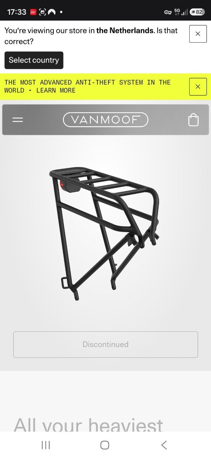 vanMoof S5 / S6 Achterdrager, Ophalen of Verzenden