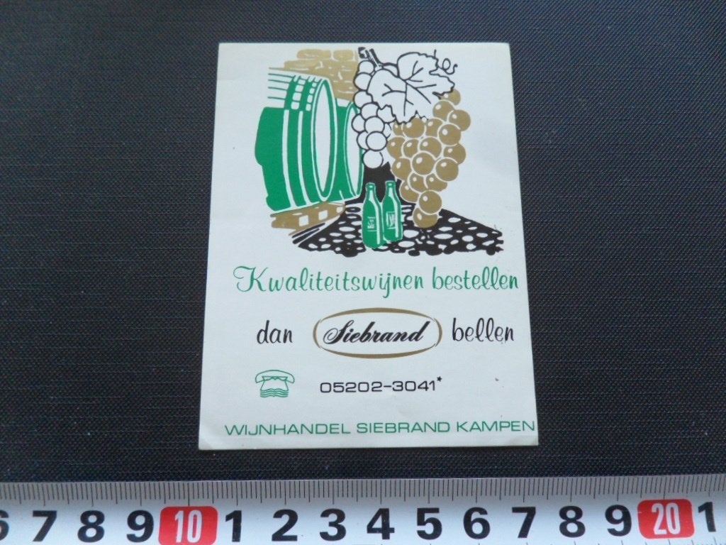sticker kampen wijnhandel siebrand kwaliteitswijnen, Ophalen of Verzenden, Zo goed als nieuw