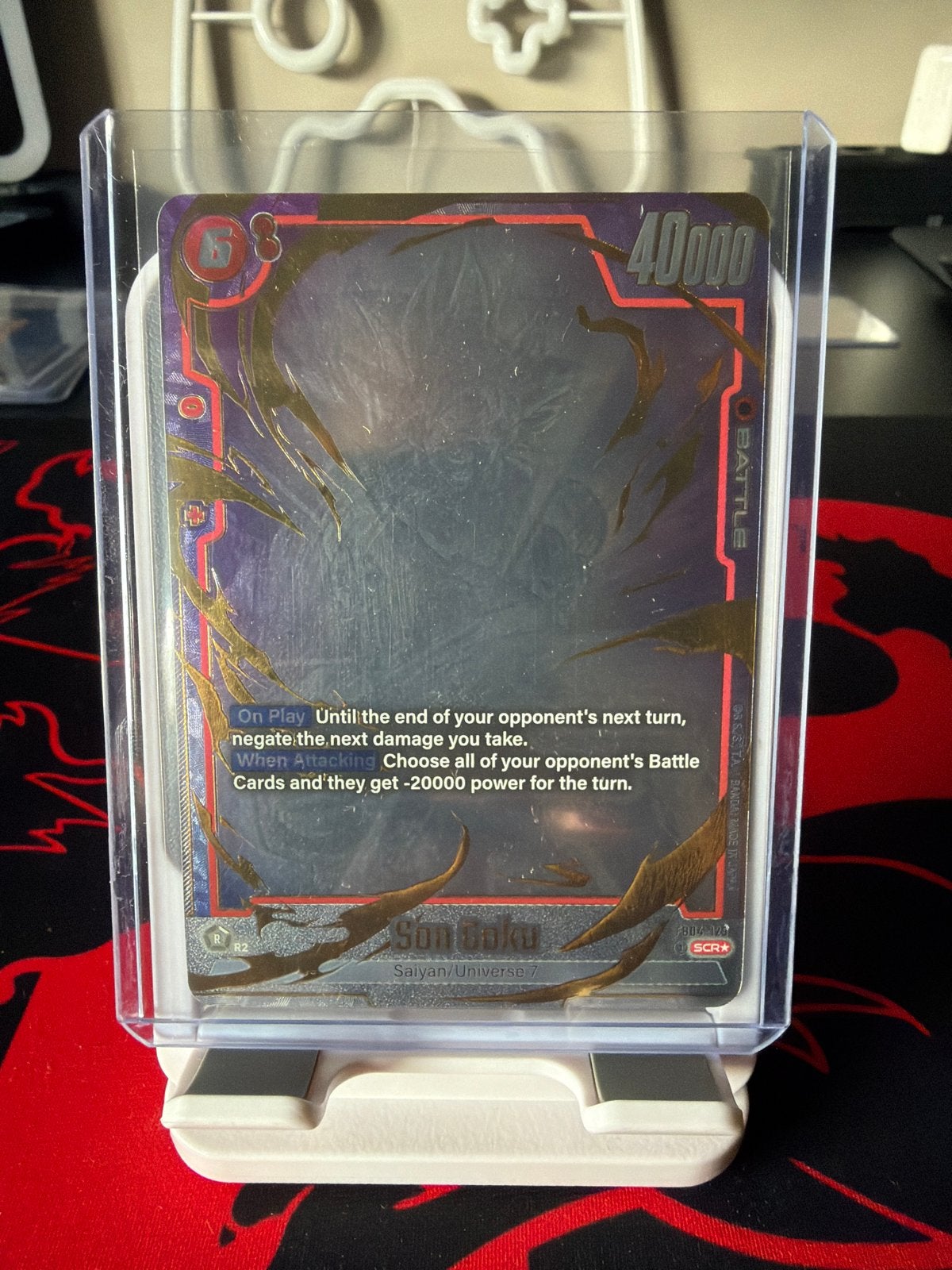 Dragon Ball Super Card Game Son Goku SCR+ Foil, Ophalen of Verzenden, Zo goed als nieuw, Losse kaart, Foil