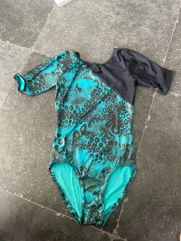 Turnpakje, Turquoise, maat L, Sport en Fitness, Turnen, Verzenden, Maat 36 t/m 42, Zo goed als nieuw, Turnpak(je)