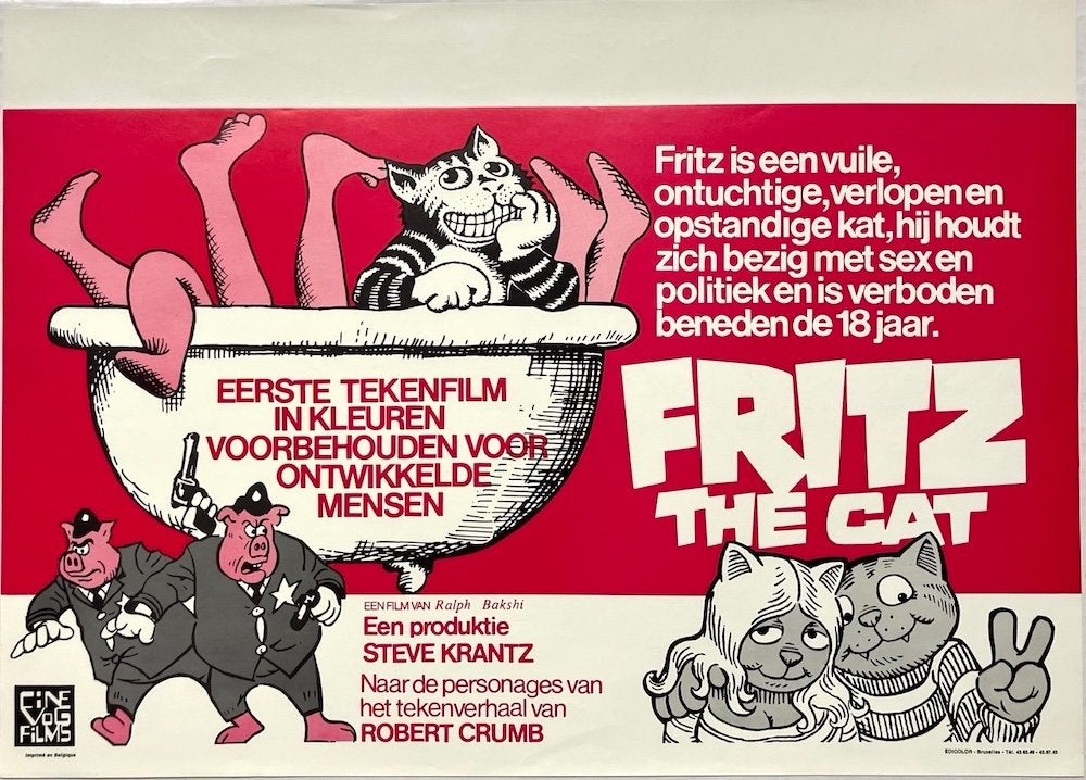 Fritz the Cat (1972) - Ralph Bakshi - Originele filmposter, Ophalen of Verzenden, Gebruikt, A1 t/m A3, Film en Tv