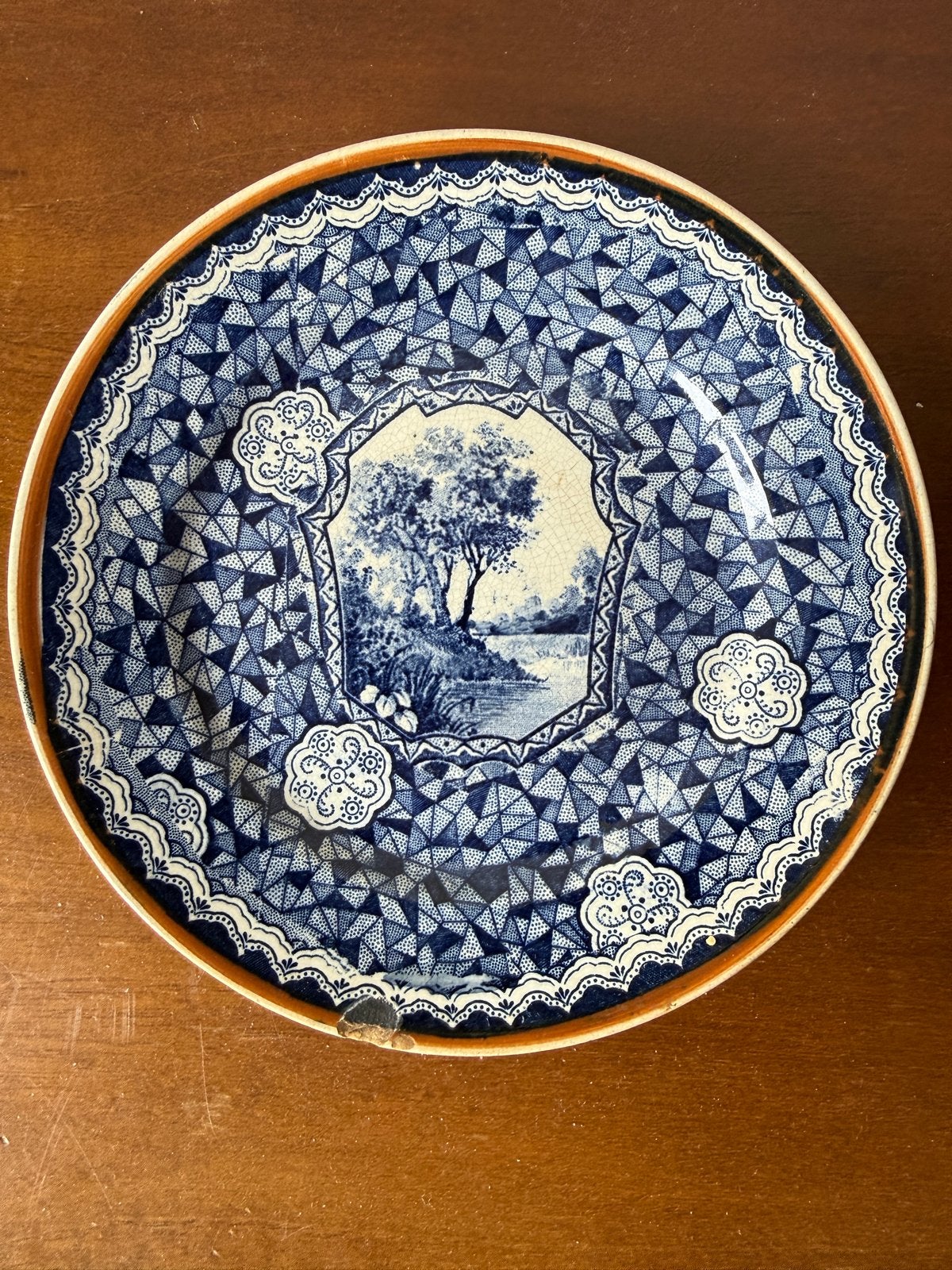 Antiek Villeroy & Boch Bonn bord, blauw-wit decor, Ophalen