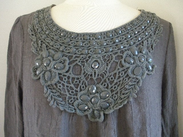 CERISE tuniek grijs met kralen maat M, Maat 38/40 (M), Ophalen of Verzenden, Zo goed als nieuw, Cherise