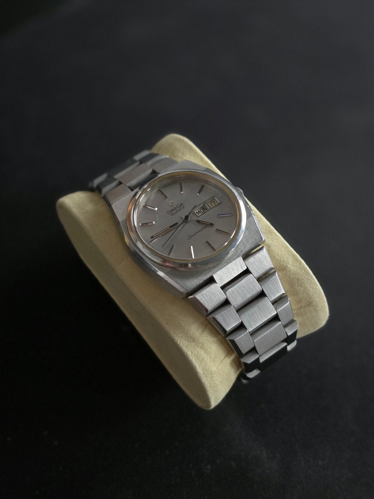 Omega Seamaster Quartz integrated bracelet 196.0089 1977, Ophalen, Staal, Met bandje, Polshorloge