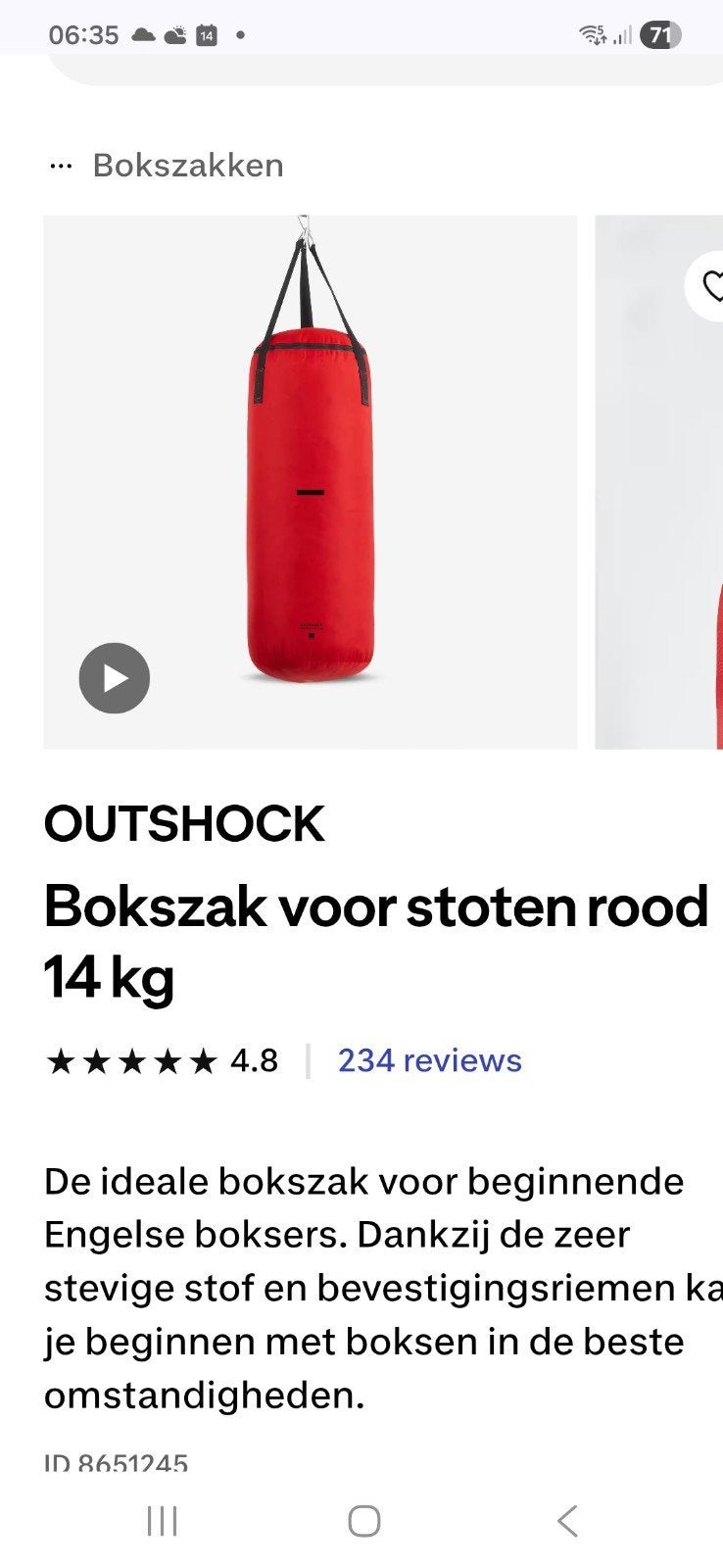 OUTSHOCK Bokszak voor stoten rood 14 kg, Ophalen