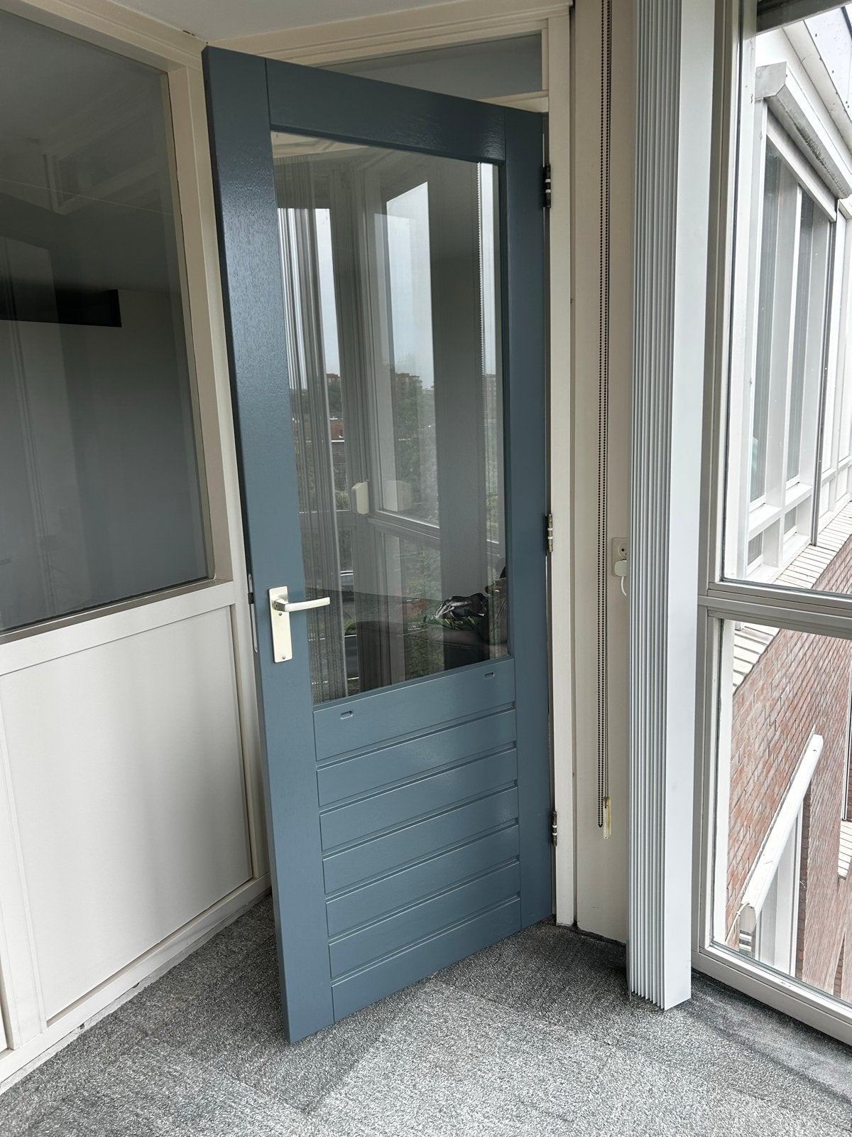 Hardhouten buitendeur met glas, goede kwaliteit (82.5x212cm), Ophalen, 80 tot 100 cm, 200 tot 215 cm, Hout