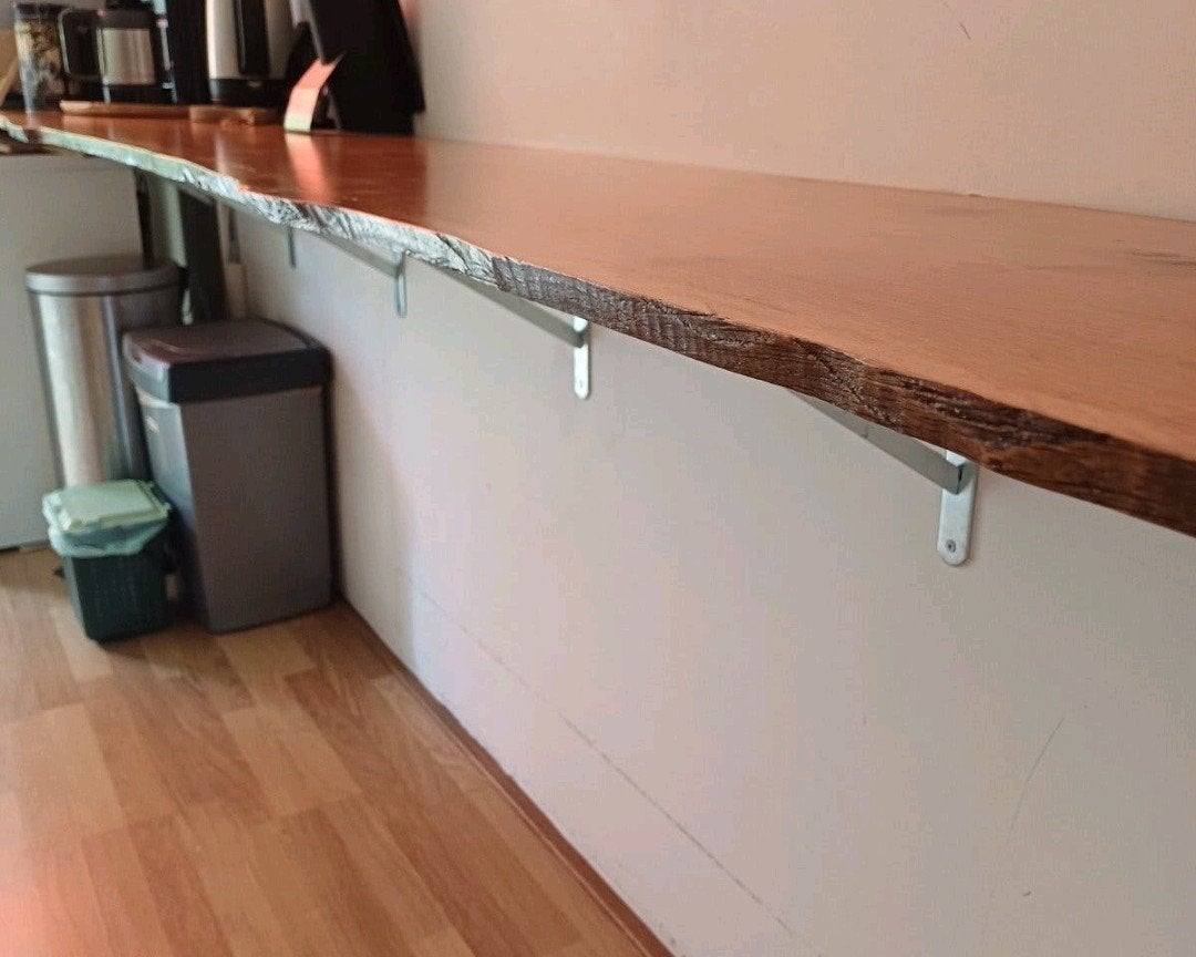 Massief Houten Boomstam Wandplank XL 362 cm | incl Beugels, Ophalen, Zo goed als nieuw